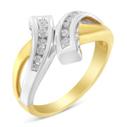 Bids.com 10K Two Toned Channel-Set Diamond Bypass Ring (1/4 cttw, I-J Color, I2 Clarity) Rings