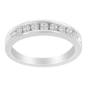 Bids.com 18K White Gold Round Diamond 1/2 Cttw Channel Band Ring Rings