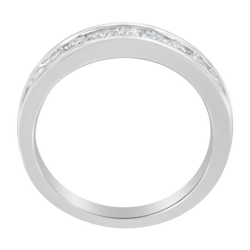 Bids.com 18K White Gold Round Diamond 1/2 Cttw Channel Band Ring Rings