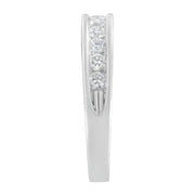 Bids.com 18K White Gold Round Diamond 1/2 Cttw Channel Band Ring Rings