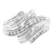 Bids.com 10K White Gold Round and Baguette Cut Diamond Channel Ring (3/4 Cttw, H-I Color, SI2-I1 Clarity) - Size 7 Rings