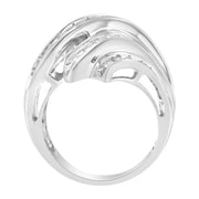 Bids.com 10K White Gold Round and Baguette Cut Diamond Channel Ring (3/4 Cttw, H-I Color, SI2-I1 Clarity) - Size 7 Rings