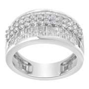 Bids.com 14K White Gold Round and Baguette Diamond Ring (1 1/2 Cttw, F-G Color, SI1-SI2 Clarity) - Size 6-3/4 Rings
