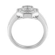 Bids.com 14K White Gold 1.00 Cttw Baguette and Princess-Cut Diamond Cocktail Art Deco Style Ring (H-I Color, SI1-SI2 Clarity) - Size 7 Rings