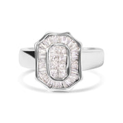 Bids.com 14K White Gold 1.00 Cttw Baguette and Princess-Cut Diamond Cocktail Art Deco Style Ring (H-I Color, SI1-SI2 Clarity) - Size 7 Rings
