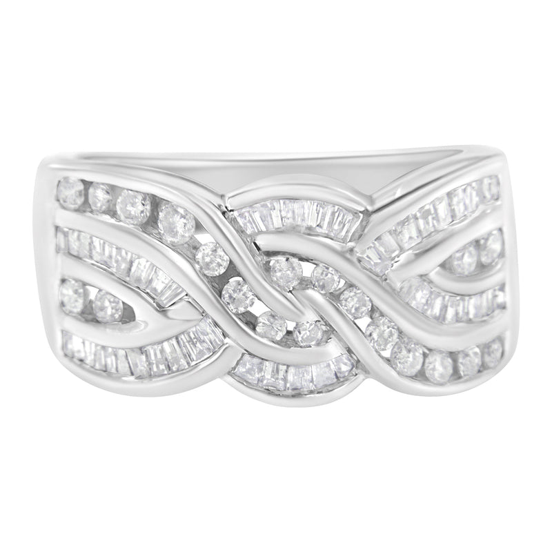 Bids.com 10K White Gold Diamond Bypass Ring (1 Cttw, H-I Color, I1-I2 Clarity) - Size 6-3/4 Rings