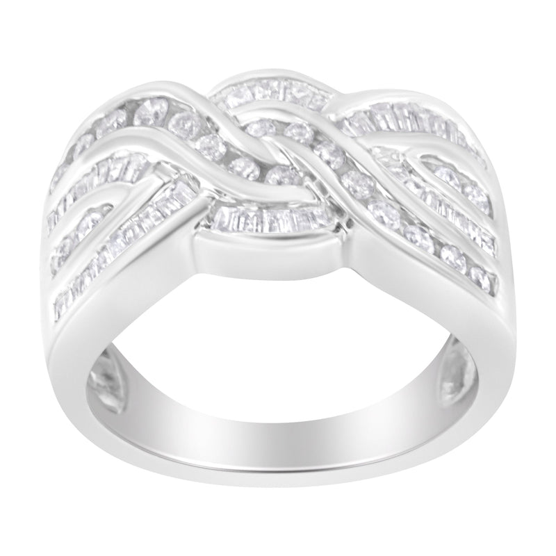 Bids.com 10K White Gold Diamond Bypass Ring (1 Cttw, H-I Color, I1-I2 Clarity) - Size 6-3/4 Rings