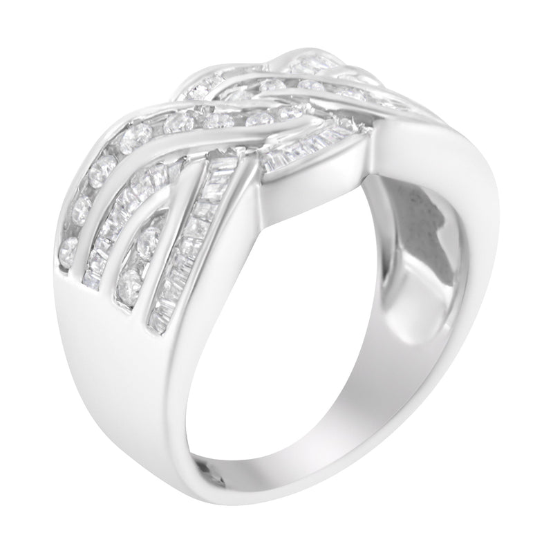 Bids.com 10K White Gold Diamond Bypass Ring (1 Cttw, H-I Color, I1-I2 Clarity) - Size 6-3/4 Rings