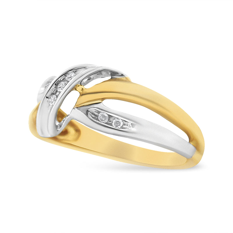 Bids.com 10K Yellow and White Gold 1/20 Cttw Round-Cut Diamond Bypass Ring (I2 Color, I-J Clarity) Rings