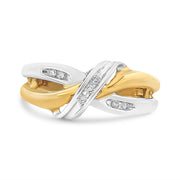Bids.com 10K Yellow and White Gold 1/20 Cttw Round-Cut Diamond Bypass Ring (I2 Color, I-J Clarity) Rings