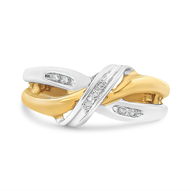 Bids.com 10K Yellow and White Gold 1/20 Cttw Round-Cut Diamond Bypass Ring (I2 Color, I-J Clarity) Rings