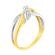 Bids.com 10K Yellow and White Gold 1/20 Cttw Round-Cut Diamond Bypass Ring (I2 Color, I-J Clarity) Rings