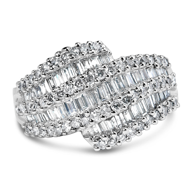 Bids.com 14K White Gold Diamond Cocktail Ring Band (1 3/4 Cttw, H-I Color, SI2-I1 Clarity) - Size 6-1/2 Rings