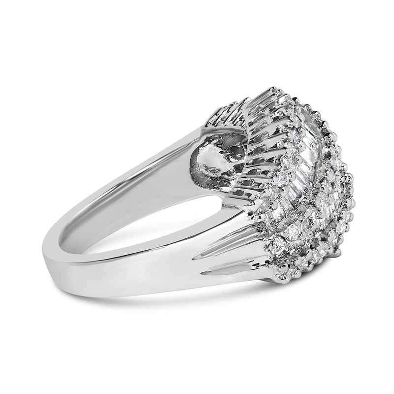 Bids.com 14K White Gold Diamond Cocktail Ring Band (1 3/4 Cttw, H-I Color, SI2-I1 Clarity) - Size 6-1/2 Rings