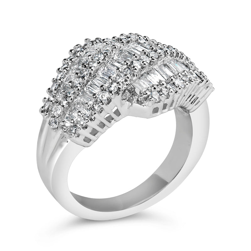 Bids.com 14K White Gold Diamond Cocktail Ring Band (1 3/4 Cttw, H-I Color, SI2-I1 Clarity) - Size 6-1/2 Rings