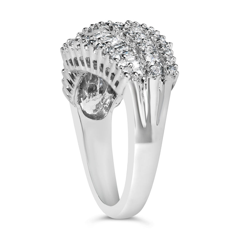 Bids.com 14K White Gold Diamond Cocktail Ring Band (1 3/4 Cttw, H-I Color, SI2-I1 Clarity) - Size 6-1/2 Rings