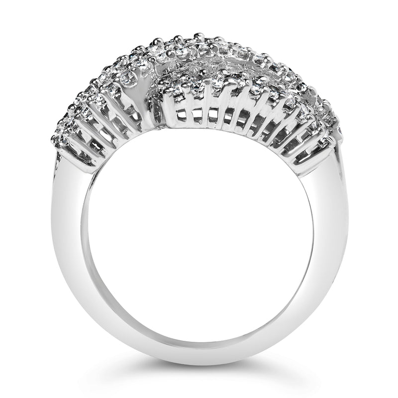 Bids.com 14K White Gold Diamond Cocktail Ring Band (1 3/4 Cttw, H-I Color, SI2-I1 Clarity) - Size 6-1/2 Rings