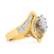 Bids.com 14K Yellow Gold Princess, Baguette, and Pie cut Diamond Marquise Shaped Ring (1 1/4 Cttw, G-H Color, SI1-SI2 Clarity) - Size 5-1/2 Rings