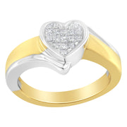 Bids.com 14K Two-Toned Gold Princess-Cut Diamond Heart Promise Ring (1/4 Cttw, H-I Color, I1-I2 Clarity) - Size 6 Rings
