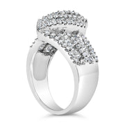 Bids.com 14K White Gold 1-1/2 Cttw Round and Baguette Diamond Bypass Cocktail Ring Band (H-I Color, SI1-SI2 Clarity) - Size 7 Rings