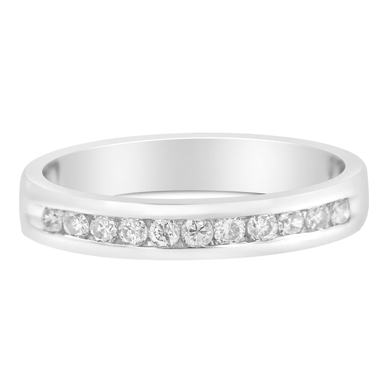 Bids.com 18K White Gold 1/4 Cttw Channel Set Brilliant Round-Cut Diamond Classic 11 Stone Wedding Band Ring (E-F Color, I1-I2 Clarity) - Size 5 Rings