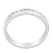 Bids.com 18K White Gold 1/4 Cttw Channel Set Brilliant Round-Cut Diamond Classic 11 Stone Wedding Band Ring (E-F Color, I1-I2 Clarity) - Size 5 Rings