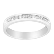 Bids.com 18K White Gold 1/4 Cttw Channel Set Brilliant Round-Cut Diamond Classic 11 Stone Wedding Band Ring (E-F Color, I1-I2 Clarity) - Size 5 Rings