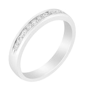 Bids.com 18K White Gold 1/4 Cttw Channel Set Brilliant Round-Cut Diamond Classic 11 Stone Wedding Band Ring (E-F Color, I1-I2 Clarity) - Size 5 Rings