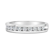 Bids.com IGI Certified 1/2 Cttw Round Brilliant Cut Diamond 18K White Gold Channel Set Eternity Style Wedding Band Ring (H-I Color, I1-I2 Clarity) - Size 7 Rings