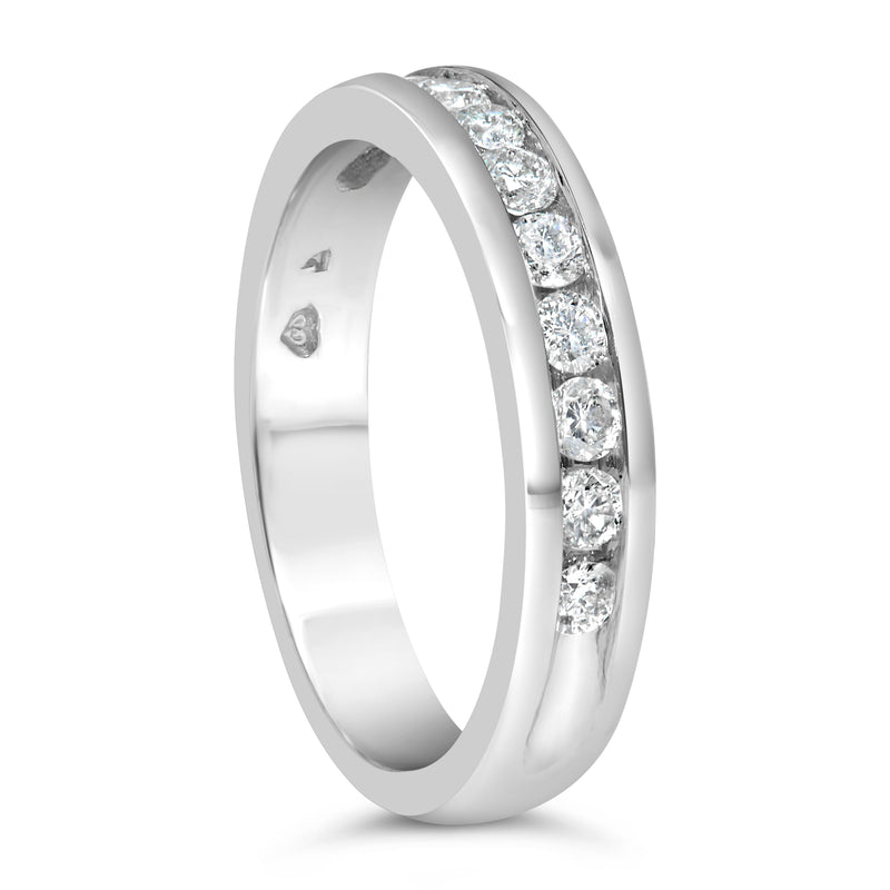 Bids.com IGI Certified 1/2 Cttw Round Brilliant Cut Diamond 18K White Gold Channel Set Eternity Style Wedding Band Ring (H-I Color, I1-I2 Clarity) - Size 7 Rings