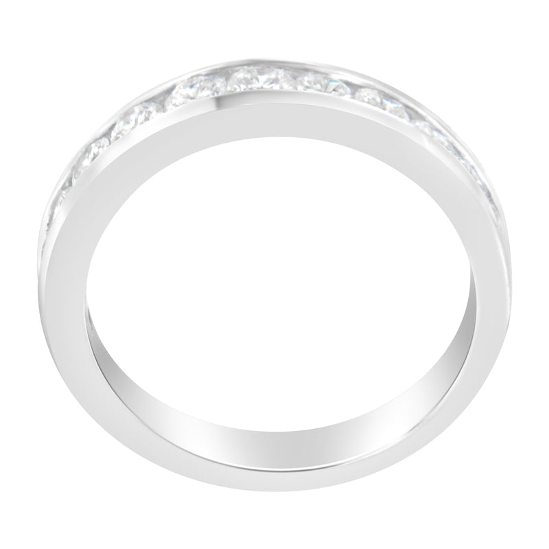 Bids.com IGI Certified 1.0 Cttw Diamond 18K White Gold Channel-Set Half-Eternity Band Wedding Ring (E-F Color, I1-I2 Clarity) - Size 5-1/2 Rings