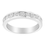 Bids.com IGI Certified 1.0 Cttw Diamond 18K White Gold Channel-Set Half-Eternity Band Wedding Ring (E-F Color, I1-I2 Clarity) - Size 5-1/2 Rings