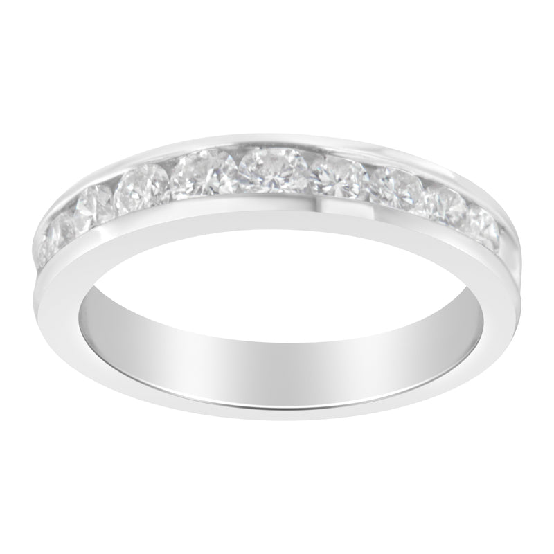 Bids.com IGI Certified 1.0 Cttw Diamond 18K White Gold Channel-Set Half-Eternity Band Wedding Ring (E-F Color, I1-I2 Clarity) - Size 5-1/2 Rings