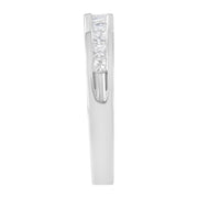 Bids.com .925 Sterling Silver 1/2 Cttw Princess-Cut Diamond Channel-Set Half-Eternity Wedding or Anniversary Band Ring (H-I Color, I2 Clarity) - Size 6 Rings