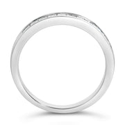 Bids.com .925 Sterling Silver 1/2 Cttw Princess-Cut Diamond Channel-Set Half-Eternity Wedding or Anniversary Band Ring (H-I Color, I2 Clarity) - Size 6 Rings