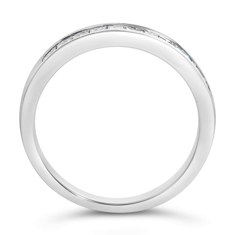 Bids.com .925 Sterling Silver 1/2 Cttw Princess-Cut Diamond Channel-Set Half-Eternity Wedding or Anniversary Band Ring (H-I Color, I2 Clarity) - Size 6 Rings