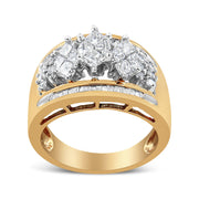 Bids.com 10K Yellow and White Gold 1 1/2 Cttw Pear Shaped 3 Stone Style Diamond Ring Band (H-I Color, SI1-SI2 Clarity) - Ring Size 7 Rings