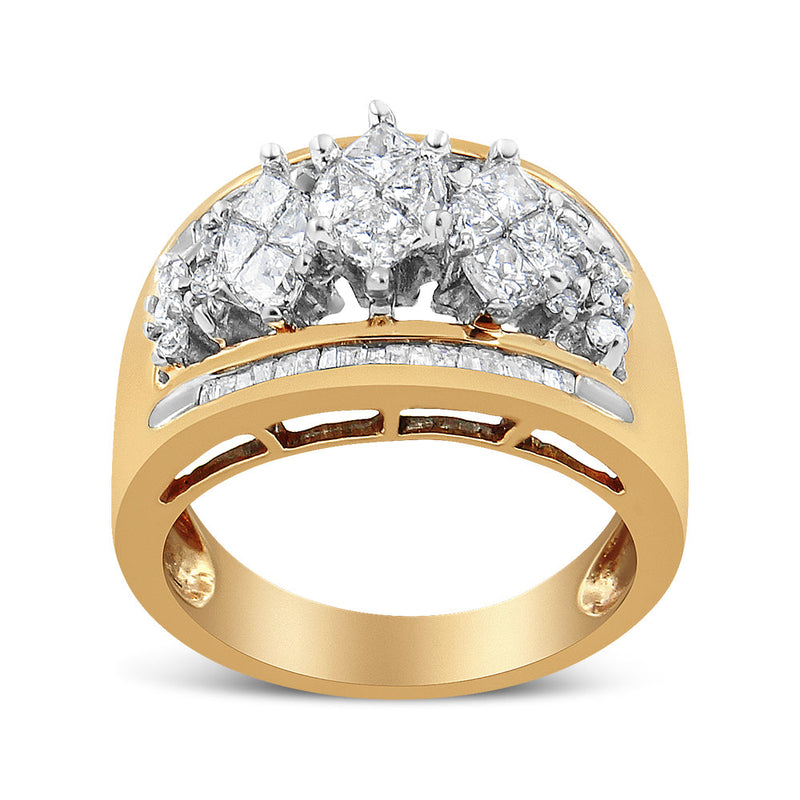 Bids.com 10K Yellow and White Gold 1 1/2 Cttw Pear Shaped 3 Stone Style Diamond Ring Band (H-I Color, SI1-SI2 Clarity) - Ring Size 7 Rings