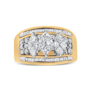 Bids.com 10K Yellow and White Gold 1 1/2 Cttw Pear Shaped 3 Stone Style Diamond Ring Band (H-I Color, SI1-SI2 Clarity) - Ring Size 7 Rings