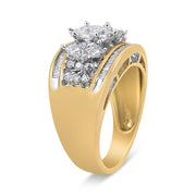 Bids.com 10K Yellow and White Gold 1 1/2 Cttw Pear Shaped 3 Stone Style Diamond Ring Band (H-I Color, SI1-SI2 Clarity) - Ring Size 7 Rings