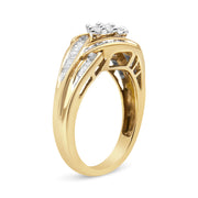 Bids.com 10K Yellow and White Gold 3/4 Cttw Diamond Cluster and Swirl Ring (H-I Color, I1-I2 Clarity) Rings