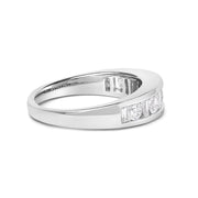 Bids.com 14K White Gold Alternating 1.0 Cttw Round and Baguette Diamond Channel Band Ring Rings