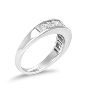Bids.com 14K White Gold Alternating 1.0 Cttw Round and Baguette Diamond Channel Band Ring Rings