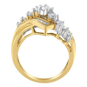 Bids.com 10K Two-Toned Diamond Bypass Ring (1 Cttw, H-I Color, SI2-I1 Clarity) - Size 6-1/2 Rings