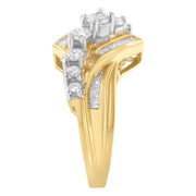 Bids.com 10K Two-Toned Diamond Bypass Ring (1 Cttw, H-I Color, SI2-I1 Clarity) - Size 6-1/2 Rings