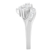 Bids.com 14K White Gold Round and Baguette Diamond Bypass Ring (1/2 cttw, H-I Color, I1-I2 Clarity) - Ring Size 6 Rings