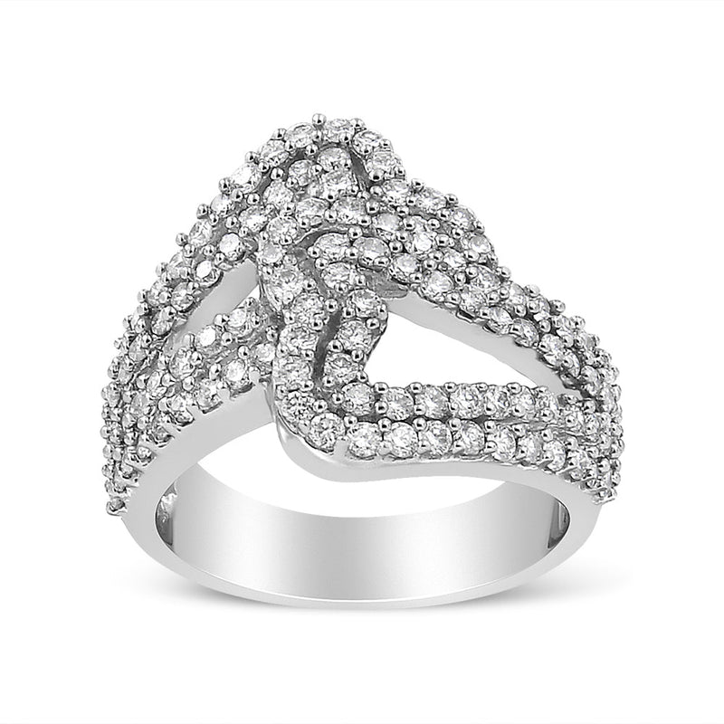 Bids.com 14K White Gold 1 1/2 Cttw Diamond Open Double Heart Bypass Ring Band (H-I Color, VS1-VS2 Clarity) - Ring Size 7 Rings