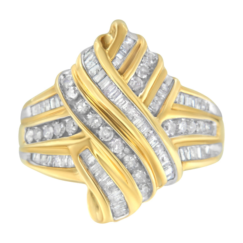 Bids.com 10K Yellow Gold Diamond Bypass Ring (1.0 cttw, H-I Color, I2-I3 Clarity) Rings