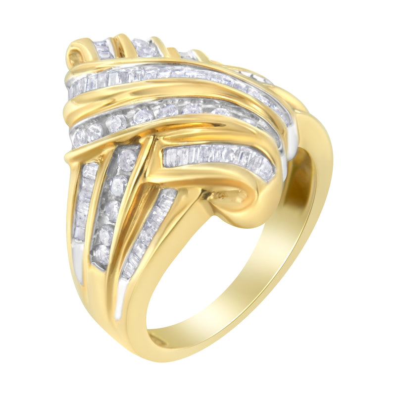 Bids.com 10K Yellow Gold Diamond Bypass Ring (1.0 cttw, H-I Color, I2-I3 Clarity) Rings