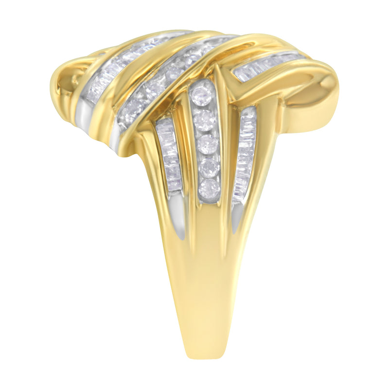 Bids.com 10K Yellow Gold Diamond Bypass Ring (1.0 cttw, H-I Color, I2-I3 Clarity) Rings